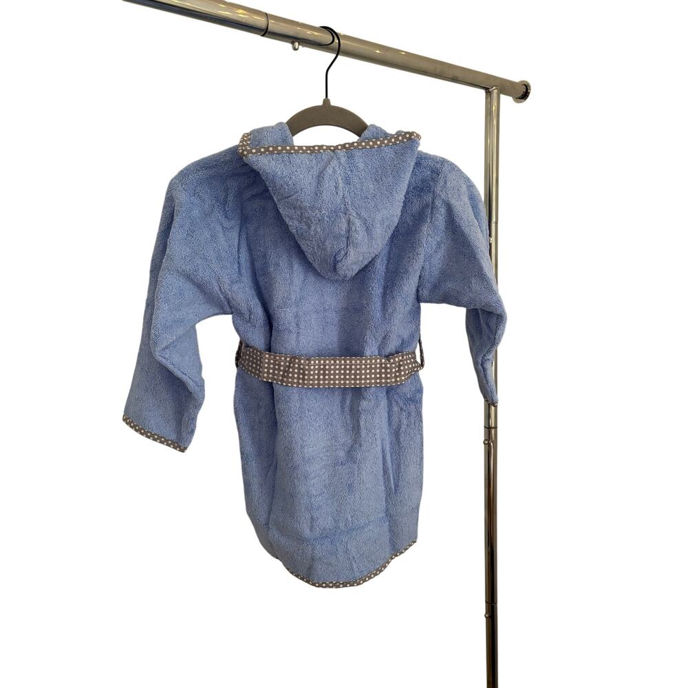 Baby Bathrobe 0-3 Months Blue Hooded Turkish Cotton Robe Elephant Embroidery - Picture 6 of 10